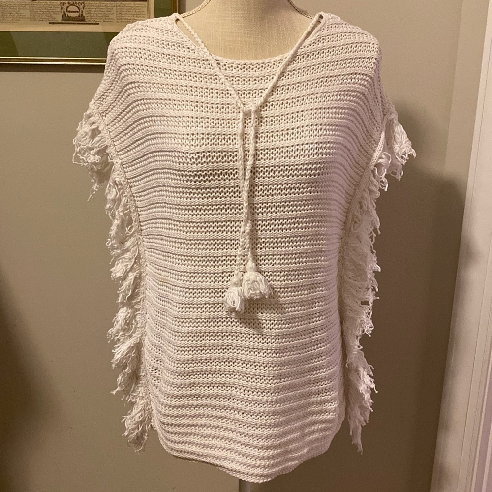 Lilly Pulitzer White Crochet Fringe Poncho